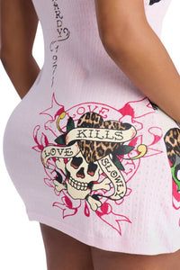 Ed Hardy Love Kills Slowly Lace Nighty Chemise in baby pink - women's item - alternate view