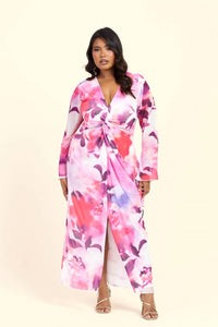Fashion Szn Curve - Floral Twist Front Dress - Plus Size