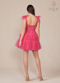 Nox Anabel - Short Sleeveless Tiered A-line Prom Dress