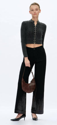 Bayeas - Mid Rise Sequin Wide Leg Jeans