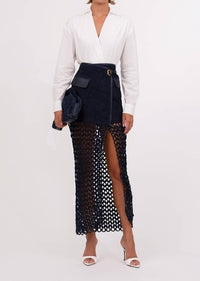 Nonchalant Label Bria Maxi Skirt in denim - women's skirt - detail view