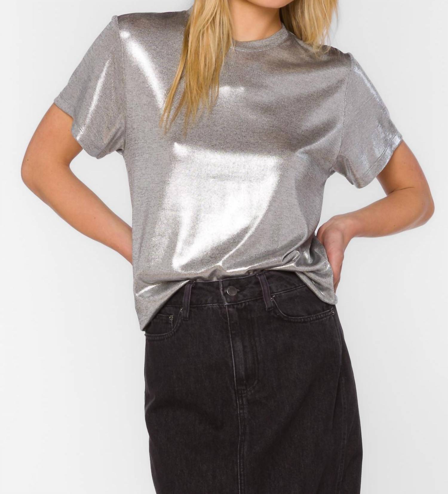 Velvet Heart Zelda Tee in silver - women's t-shirt - detail view
