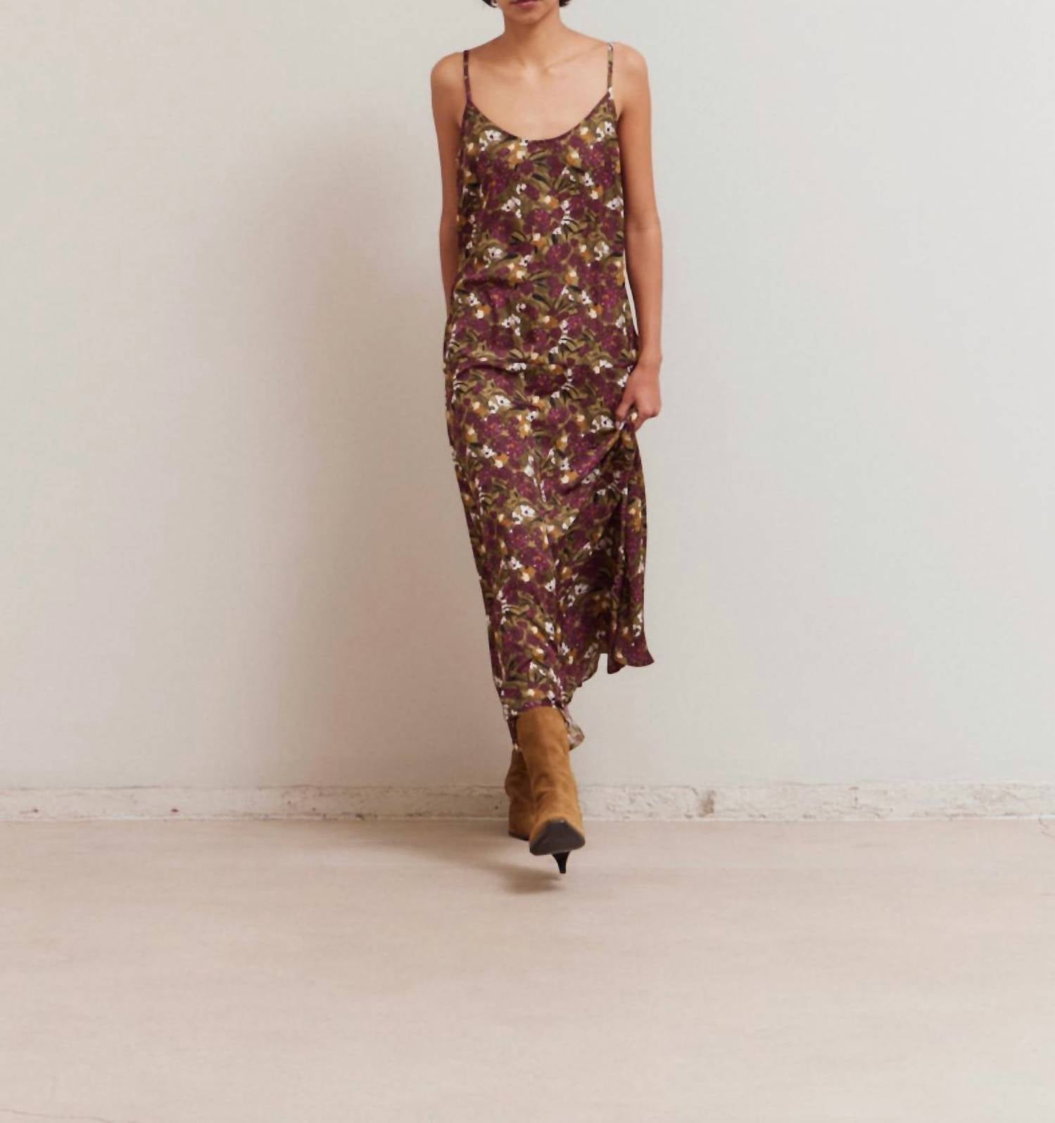 Grade & Gather - Women's Dark Jewel Sleeveless Floral Print Dress