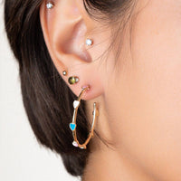 Gold & Honey - Women's Heart Station Hoop Earrings