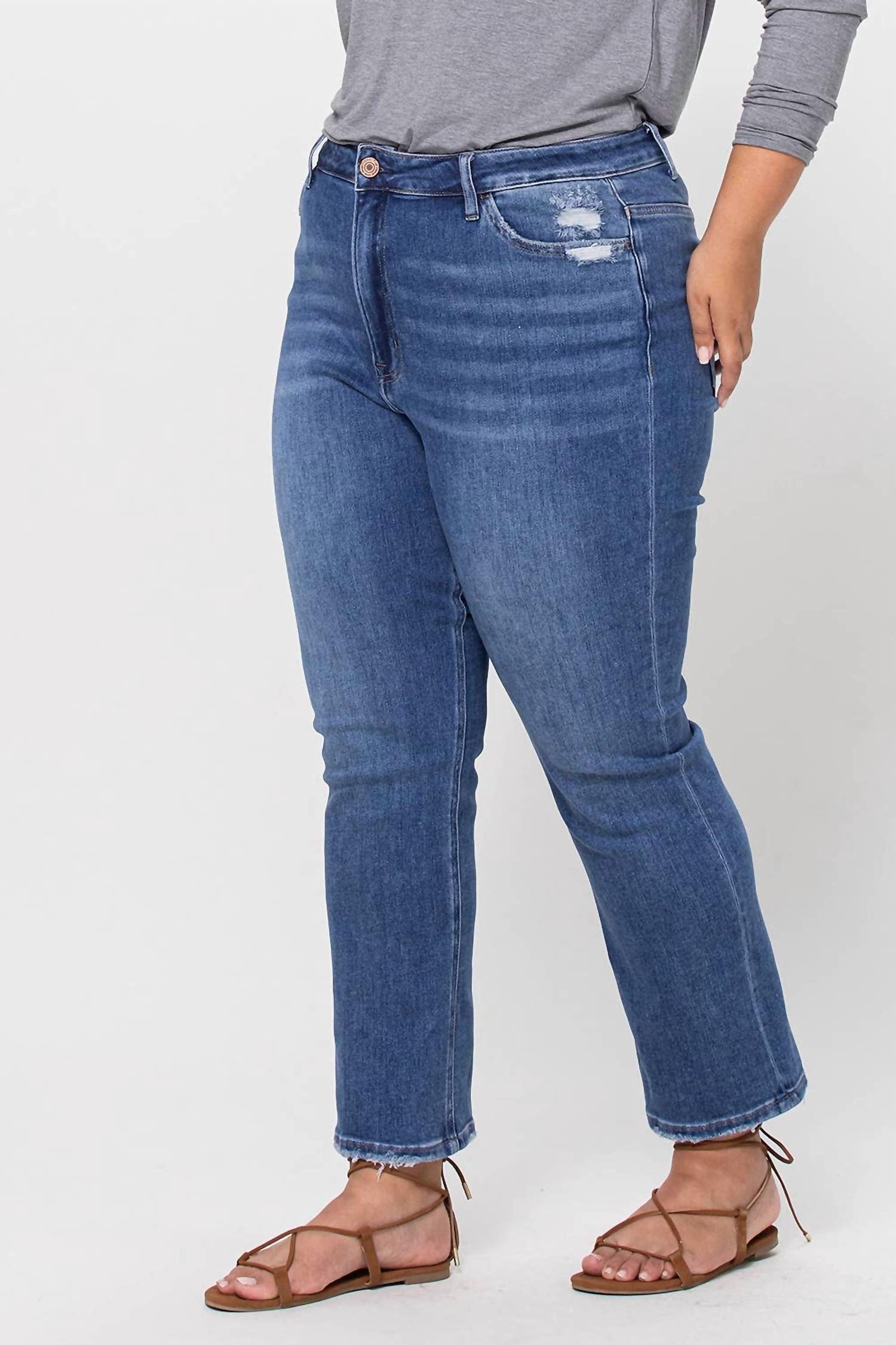 Vervet By Flying Monkey - Super High Rise Ankle Slim Straight Jeans