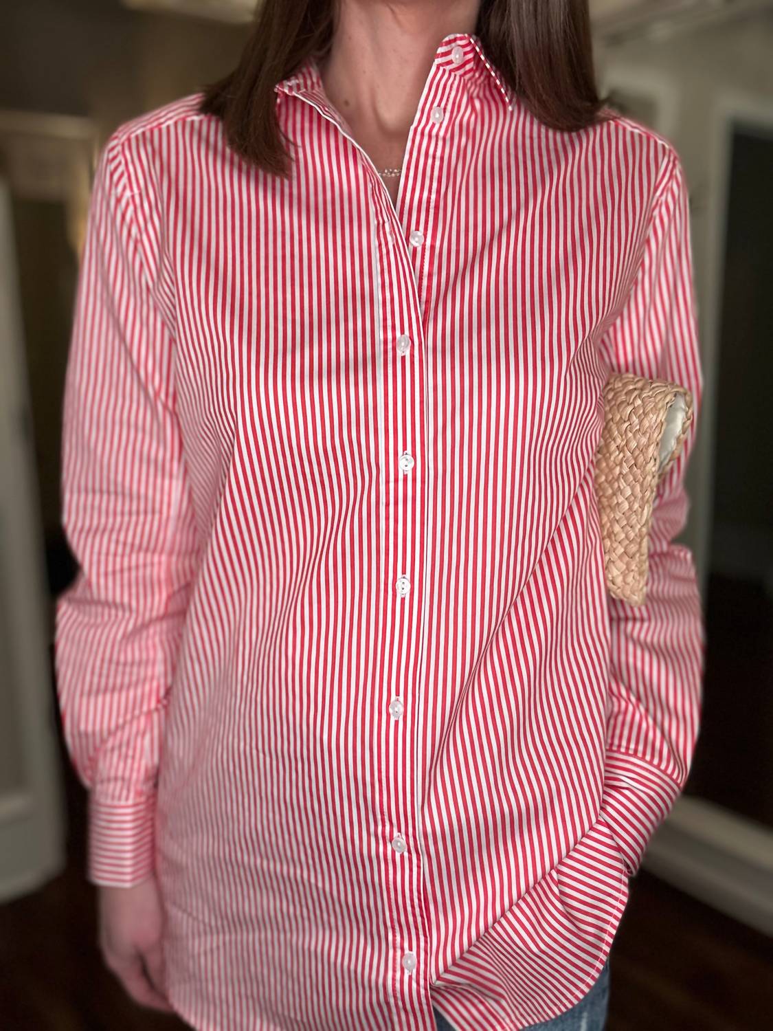 Yest - Rae Coral Striped Button Up
