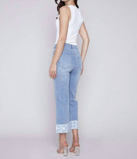 CHARLIE B Crochet Hem Jean in light blue - women's jeans - view 5