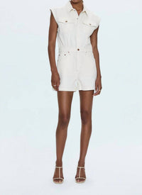 PISTOLA Lennox Sleeveless Romper in white - women's pants - detail view