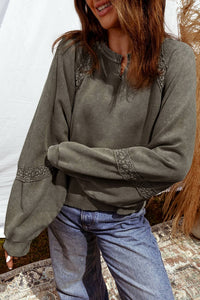 Shewin - Embroidered Long Sleeve Sweatshirt