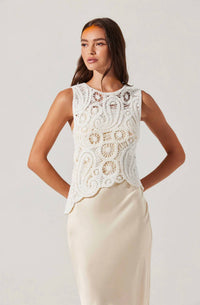 Astr - Martina Crochet-layered Satin Dress