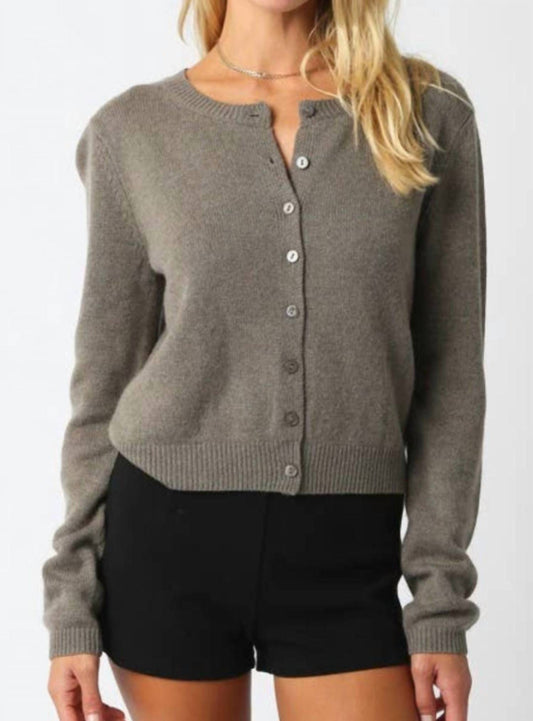 Olivaceous - Knit Buttoned Cardigan