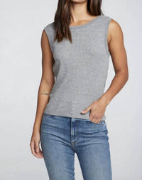 Chaser - TRIBLEND RIB SHIRRED BACK V MUSCLE TANK
