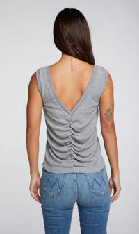 Chaser - TRIBLEND RIB SHIRRED BACK V MUSCLE TANK