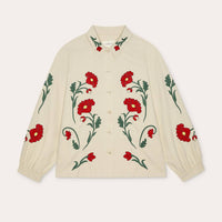 THE GREAT. Western Embroidered Commodore Jacket in cream - women's jacket - alternate view