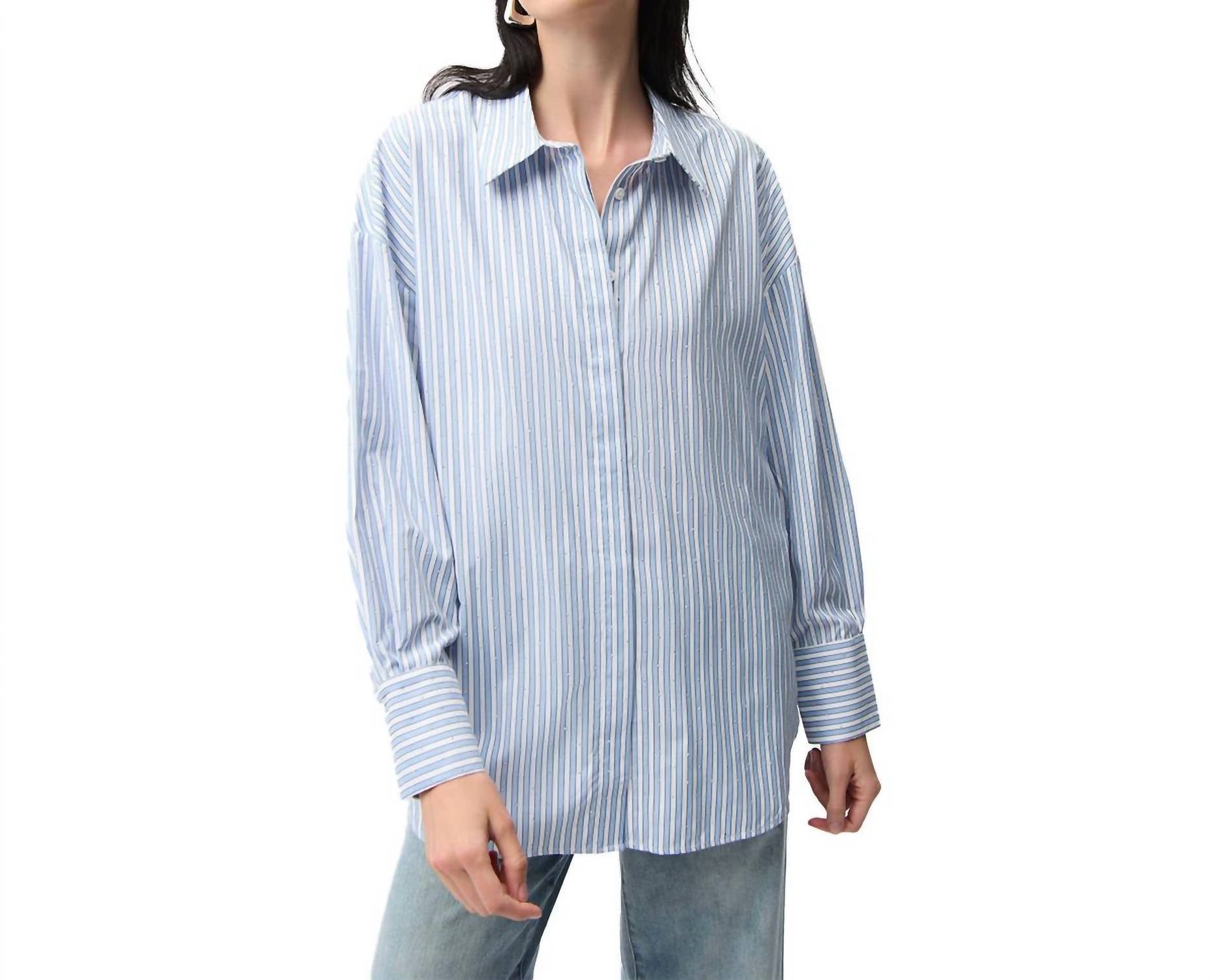 Joseph Ribkoff Women's Long Sleeve Button Down Blouse in blue vanilla - women's shirt
