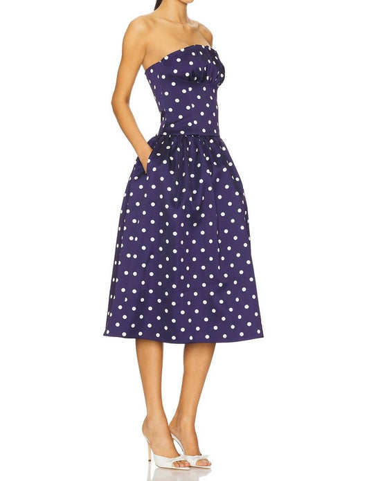 Self-Portrait - Polka Dot Satin Midi Dress
