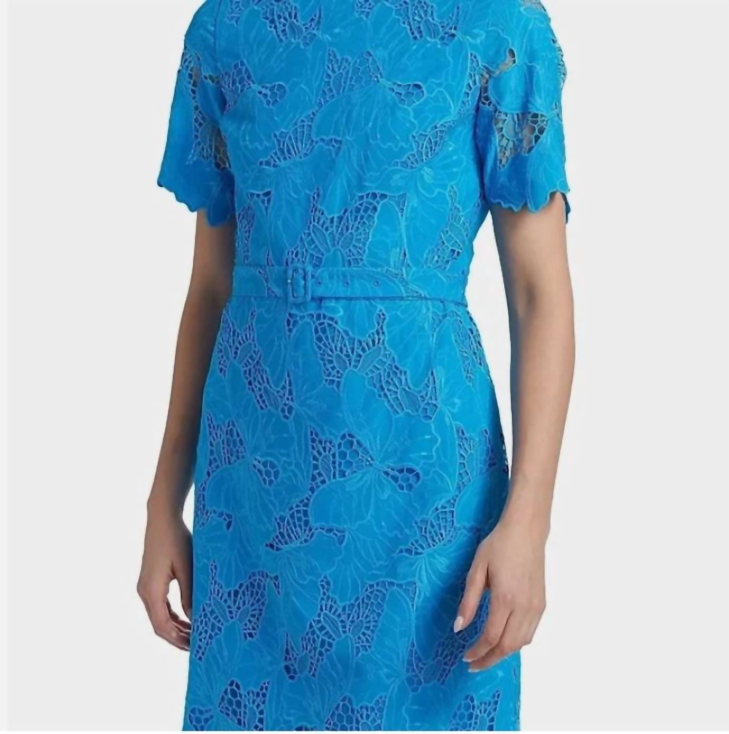 ELIE TAHARI Lace Over Butterfly Dress in aqua - women's dress - alternate view