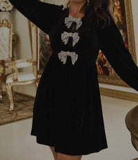 Sugarlips - Stella Velvet Bow Mini Dress