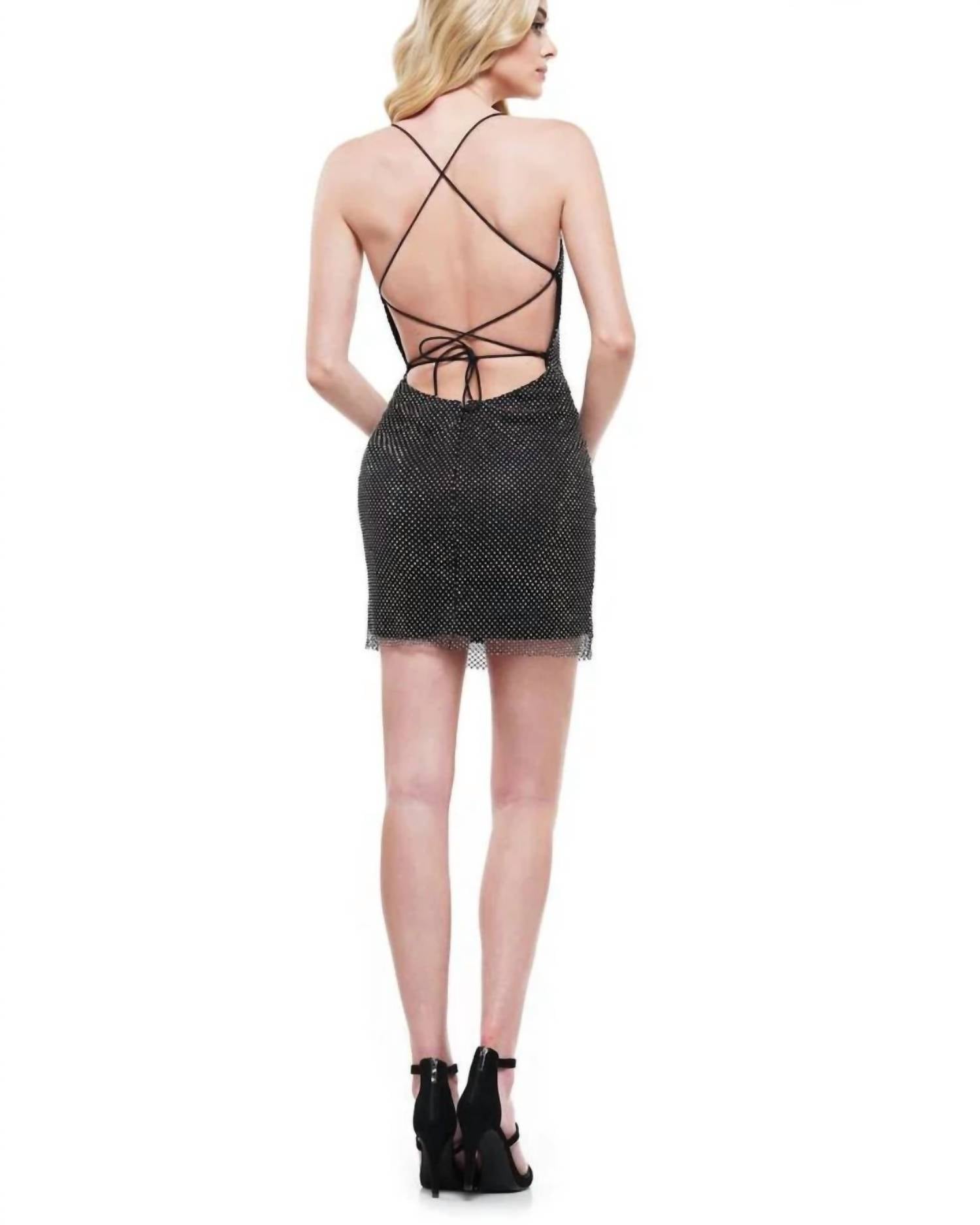 Colors Dress - Rhinestone Spaghetti Strap Mini Dress