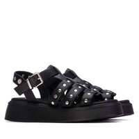 Xti Women's Flat Studded Strap Sandals in black - women's sandal - view 4