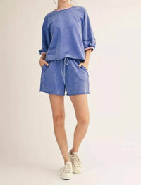 Jodifl - Color Band Edge Detail Washed Top And Shorts Set