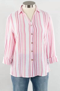 Escape By Habitat - 3/4 Sleeve Cotton Button Down Shirt