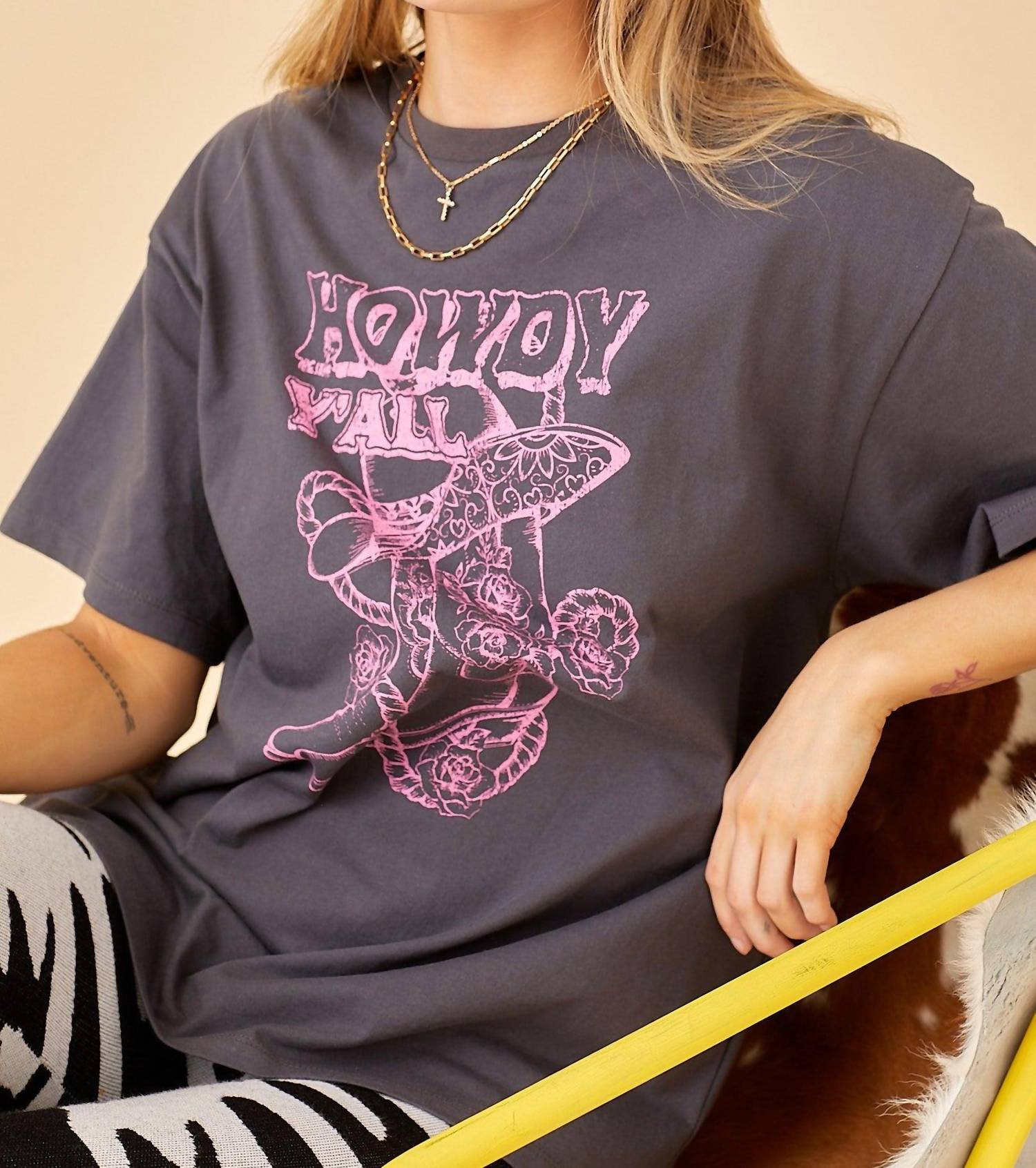 Baevely By Wellmade - Howdy Y'all Short Sleeve Tee