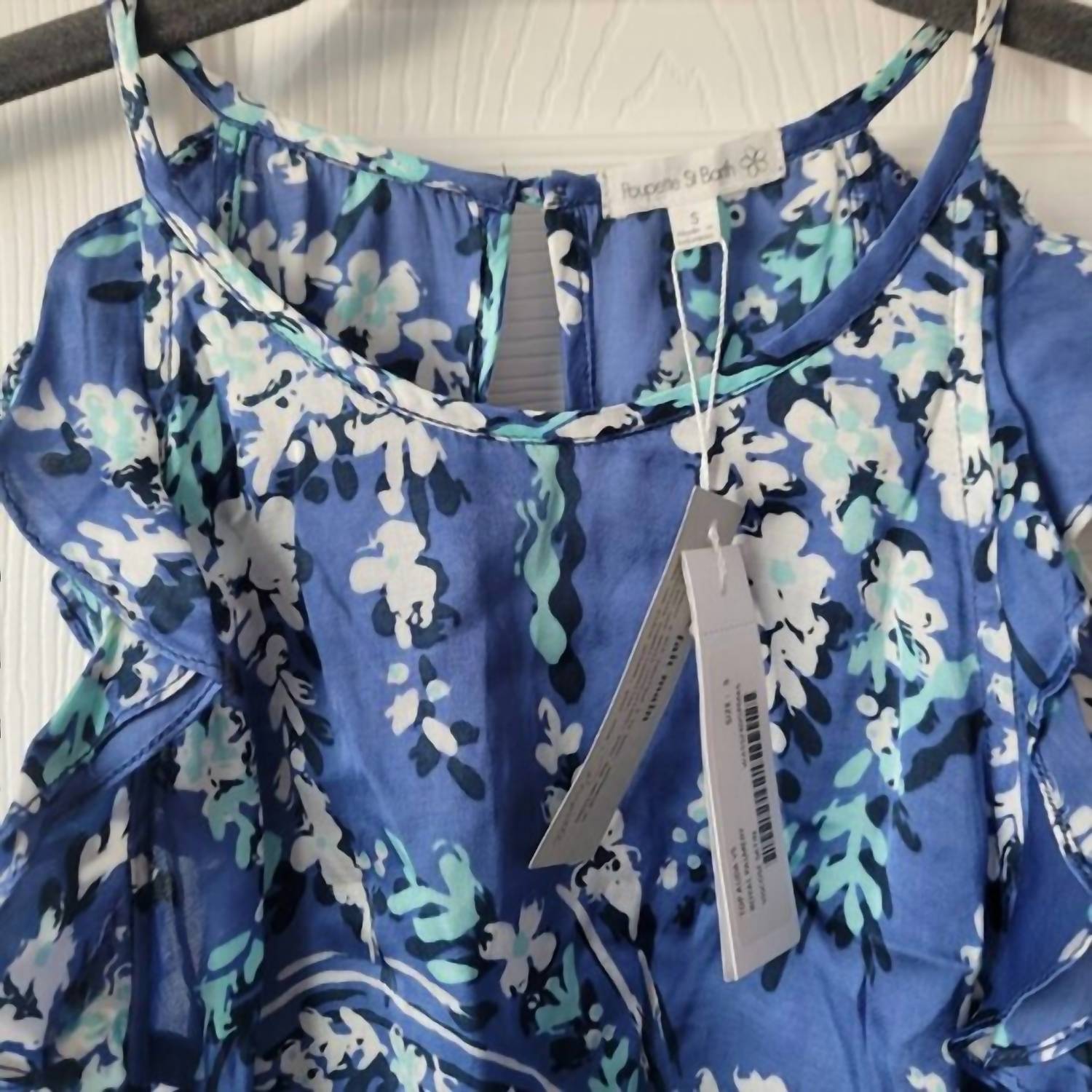 Poupette St Barth Women's Alida Sleeveless Top in royal palmery blue - women's blouse - alternate view