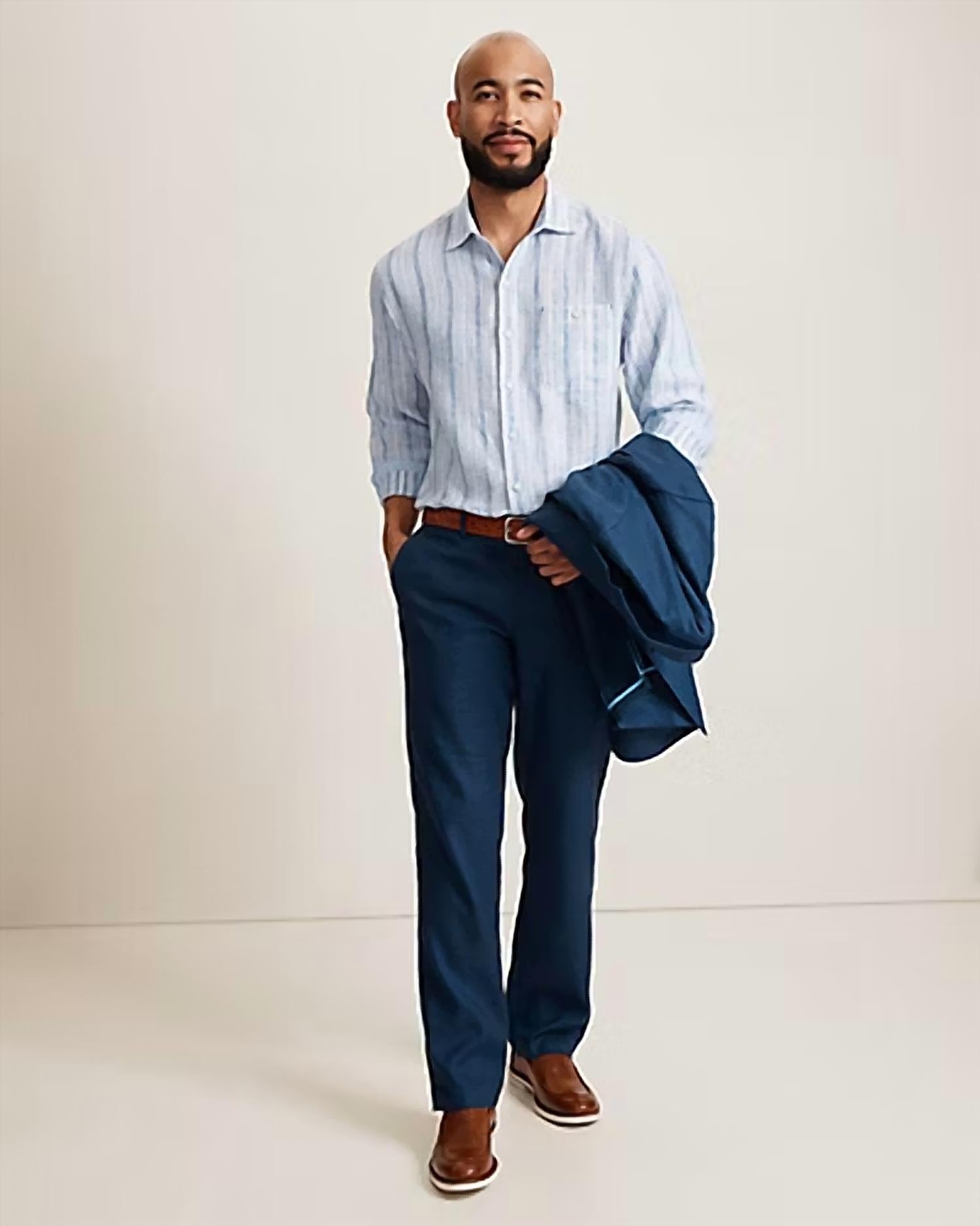Tommy Bahama - Blue Royale Stripe Linen Long-sleeve Shirt
