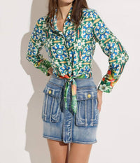 Oolala - Front Pocket Denim Mini Skirt