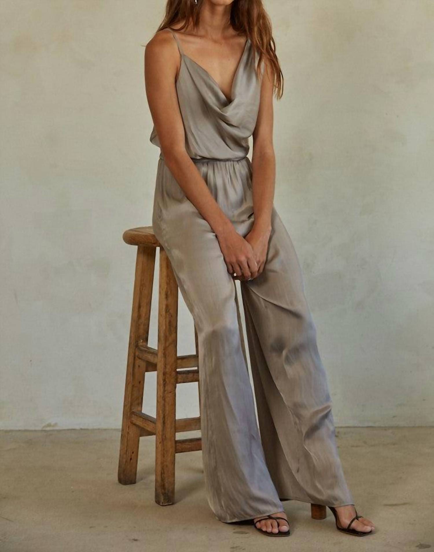 By Together Erin Satin Jumpsuit in gray - women's pants - alternate view