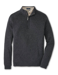 PETER MILLAR Grant Birdseye Quarter-zip Pullover in charcoal - men's sweater - view 5