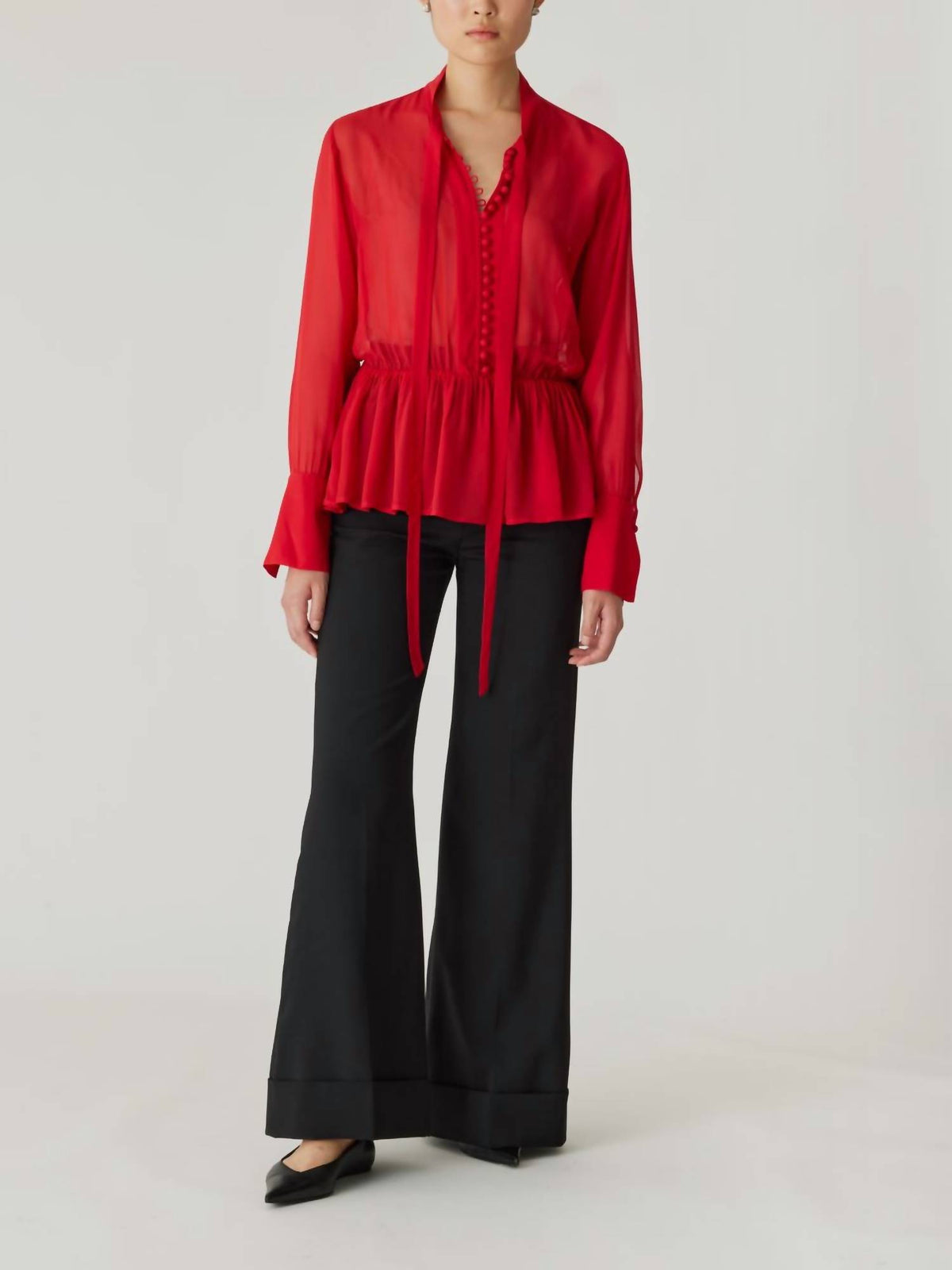 Rebecca Taylor - Covered Button Tie Blouse