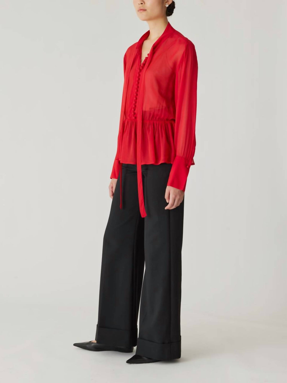 Rebecca Taylor - Covered Button Tie Blouse