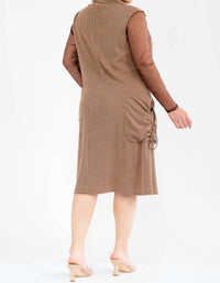 Karen T Design - Cowl Turtle Neck Pocket Midi Dress