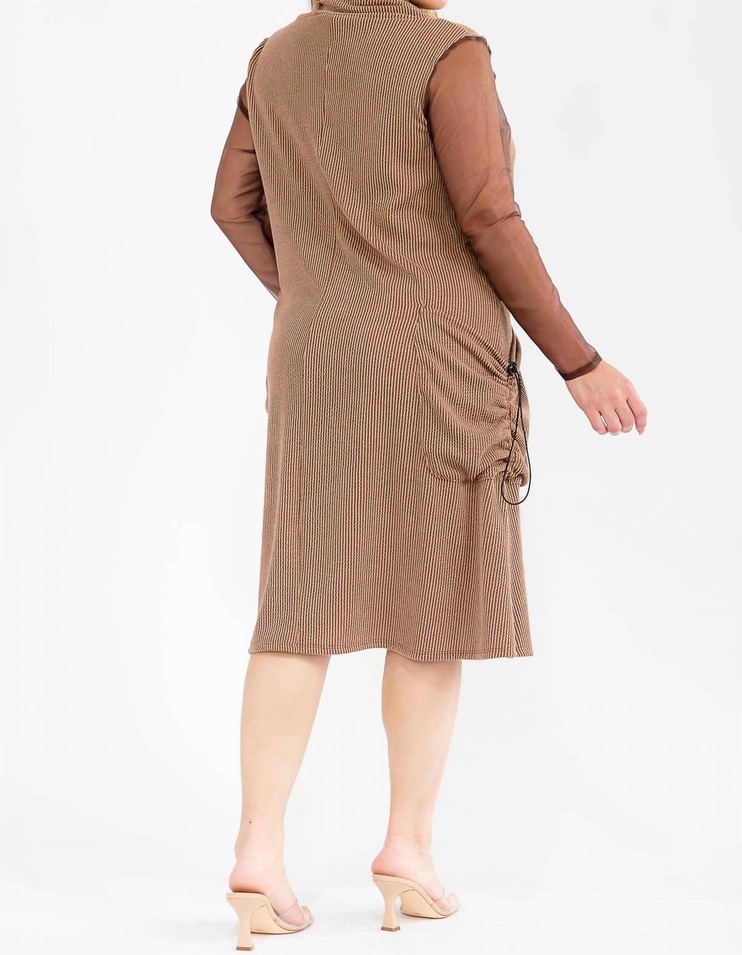 Karen T Design - Cowl Turtle Neck Pocket Midi Dress