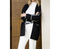 THML Whipstitch Long Sleeve Midi Cardigan in black - women's cardigan - alternate view
