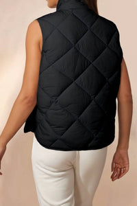 La Society - Women's Quilted Stand Neck Button Front Vest