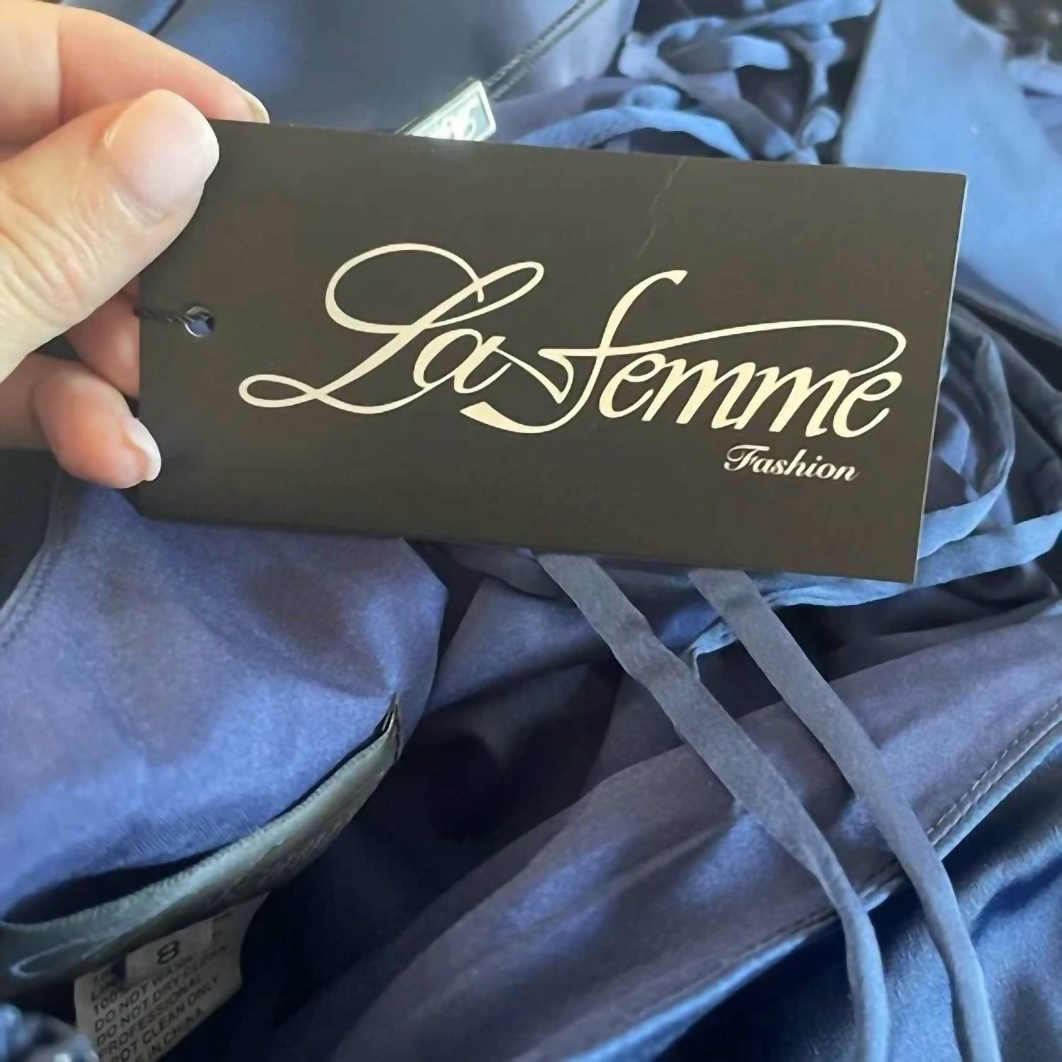 La Femme - Satin V-neck A-line Cocktail Mini Dress