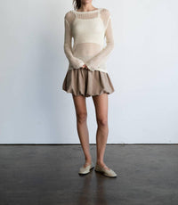 Elle Grey - Open-knit Crochet Sweater Top