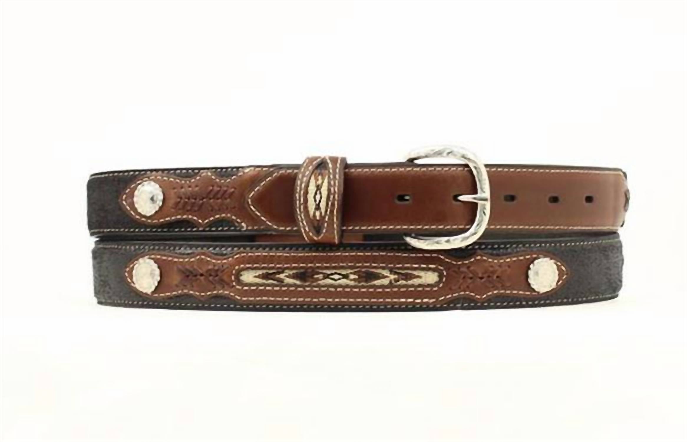 Nocona Belt Co. Boys Leather Apache Belt With Concho Accent in black brown - kids' accessory