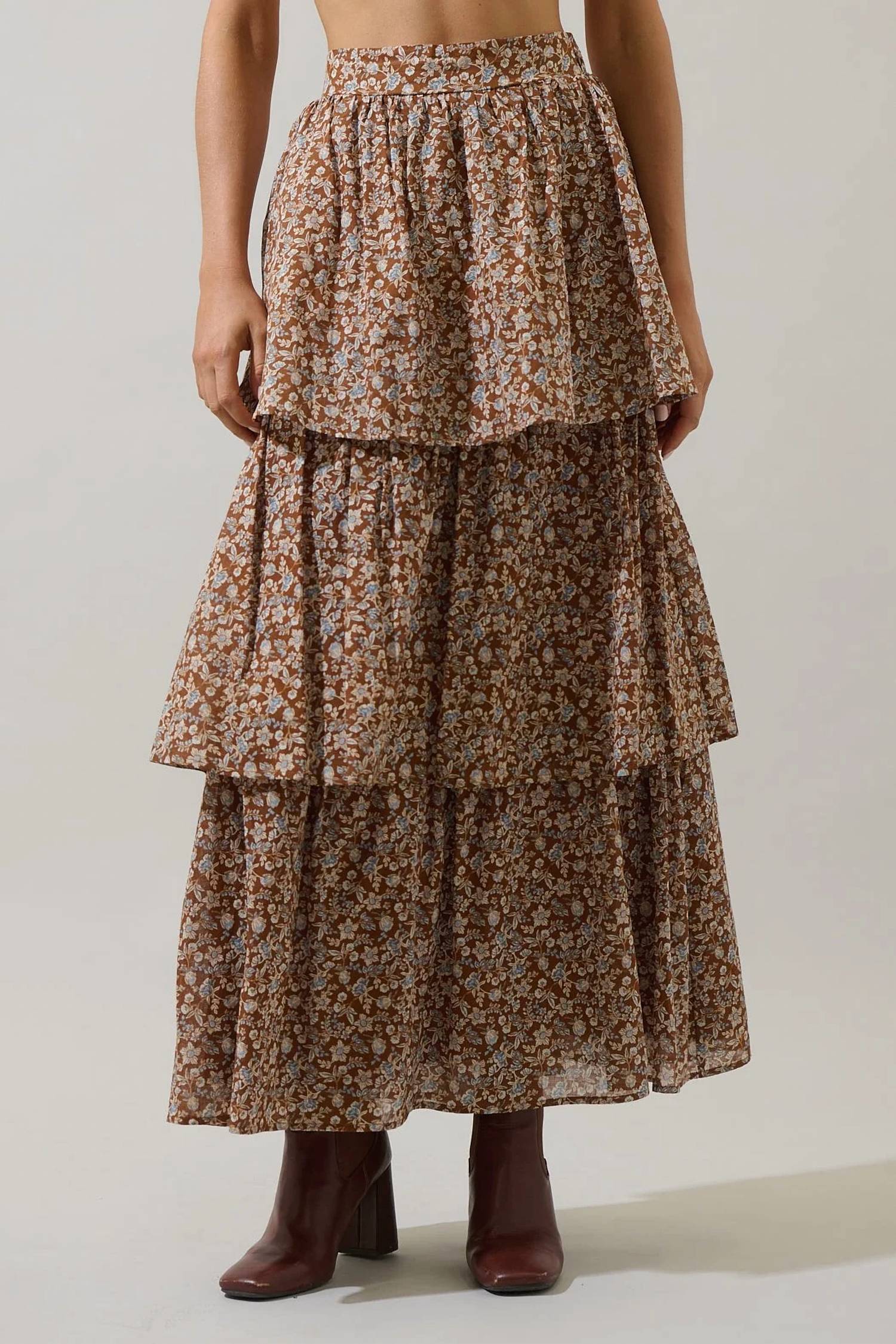 Sugarlips - Floral Flow Tiered Maxi Skirt