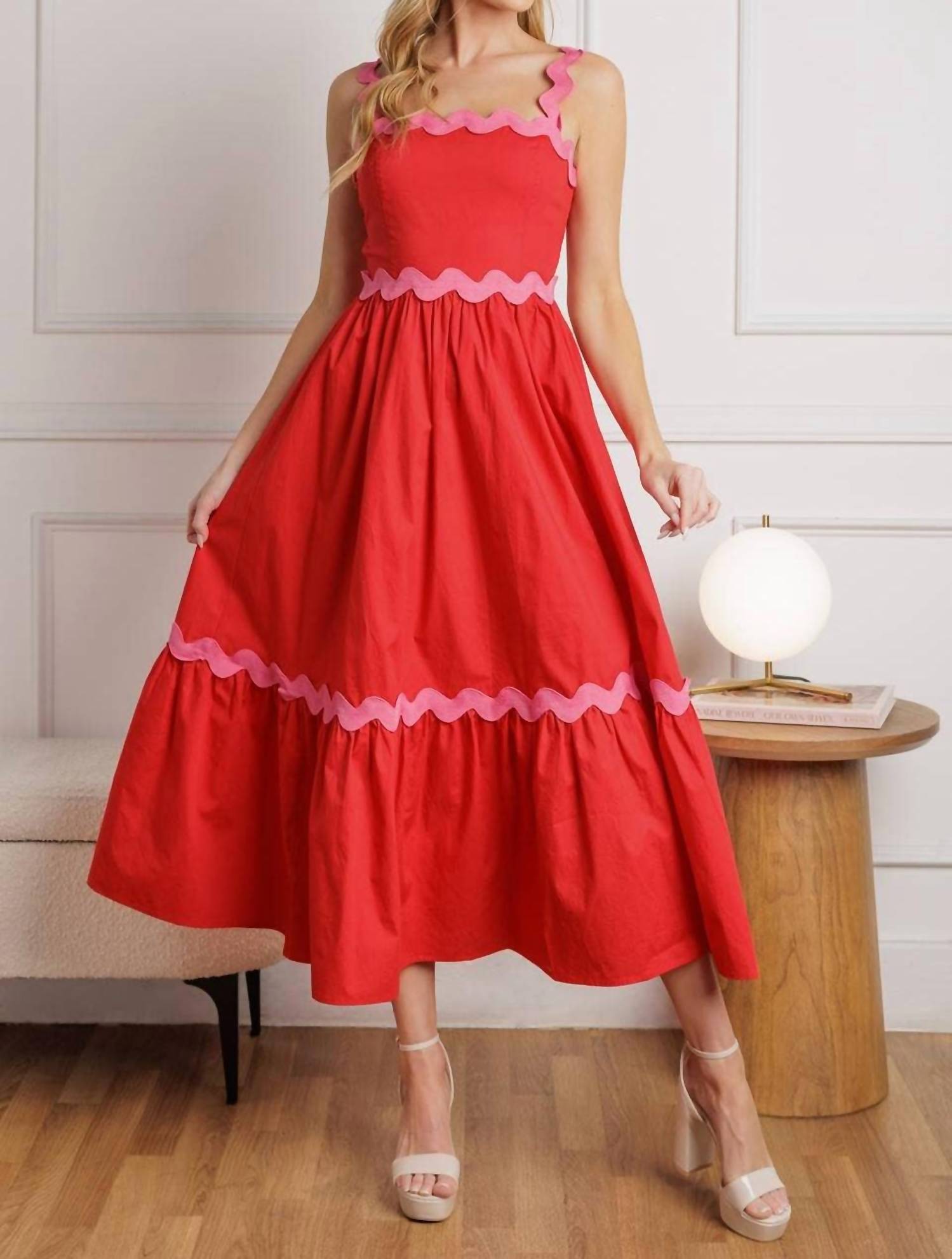 Flying Tomato - Solid Woven Midi Dress