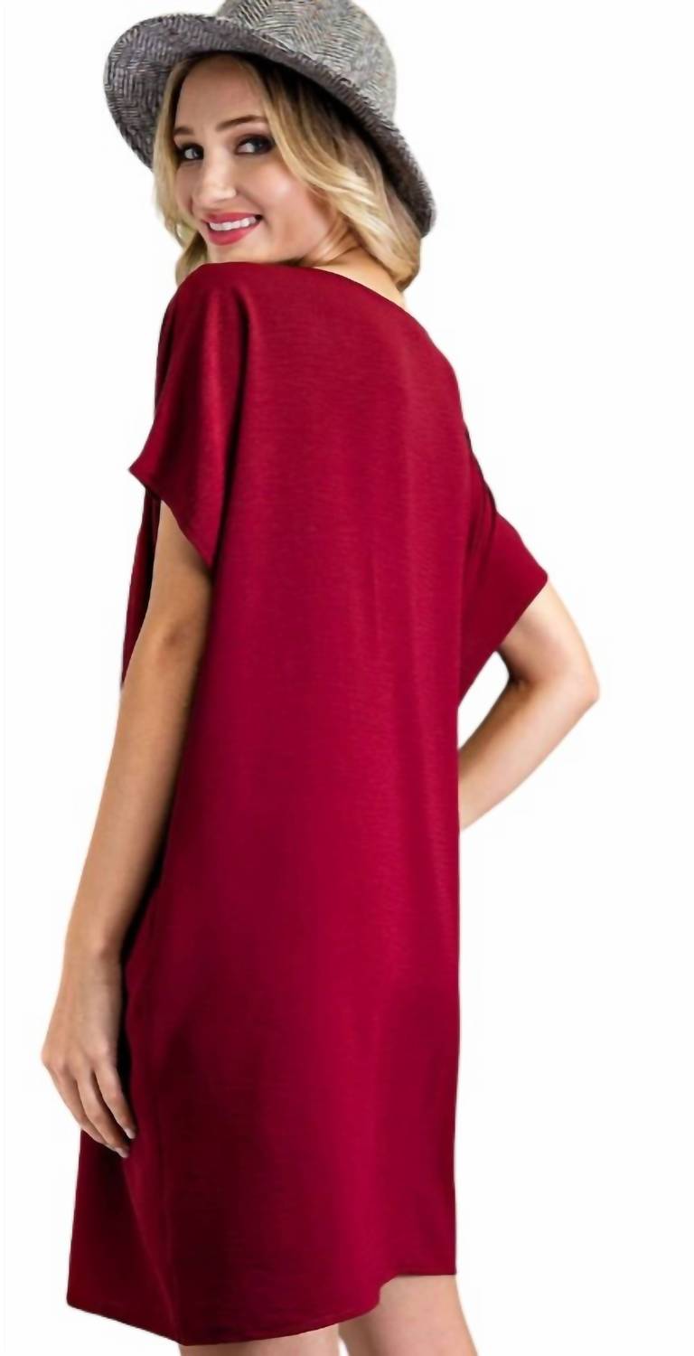 Ee:Some - Short Sleeve V-neck Dress With Pockets