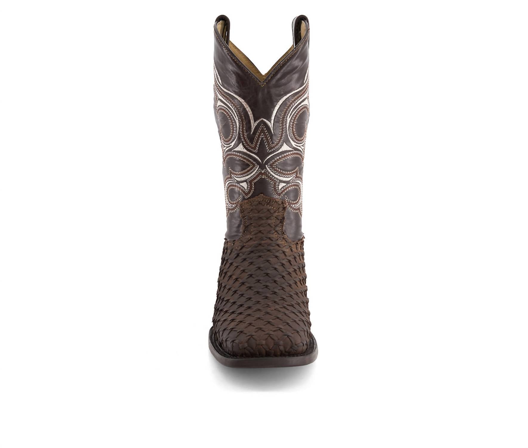 Forastero - Men's Real Leather Patterned Cowboy Boots