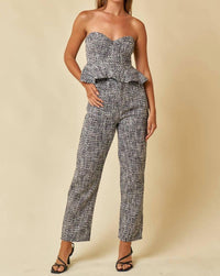 Blue Blush - High Waisted Tweed Pants