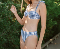 Minnow - Women's Picnic Gingham Mid Rise Bikini Bottom