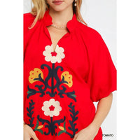 Style USA Embroidered Boho Top in tomato - women's blouse - view 4