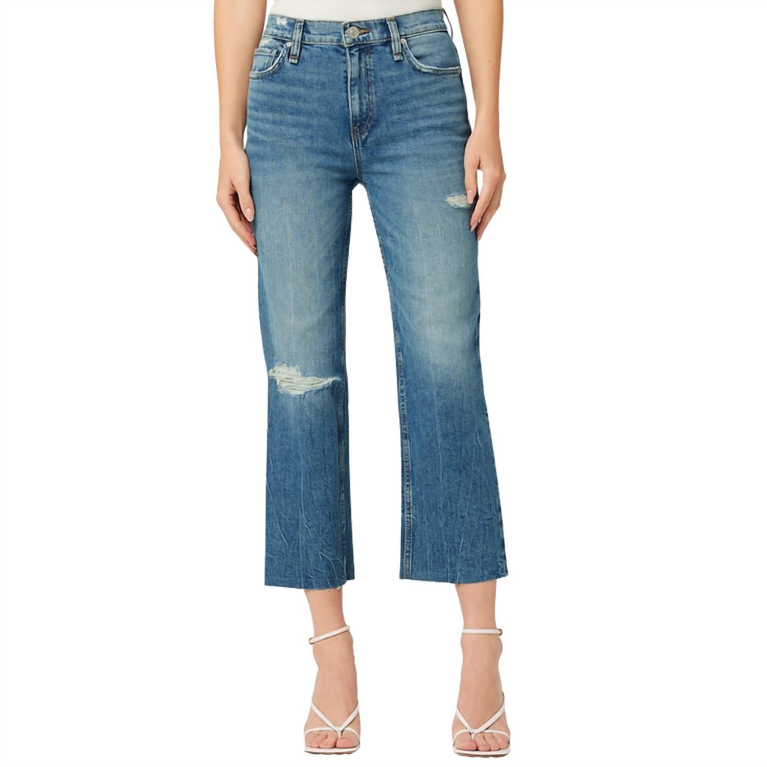 Hudson - Women's Remi High Rise Distressed Cropped Straight Leg Jeans