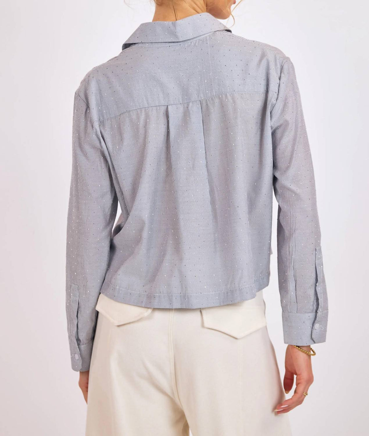 Sage The Label - Glacier Glow Rhinestone Cropped Shirt